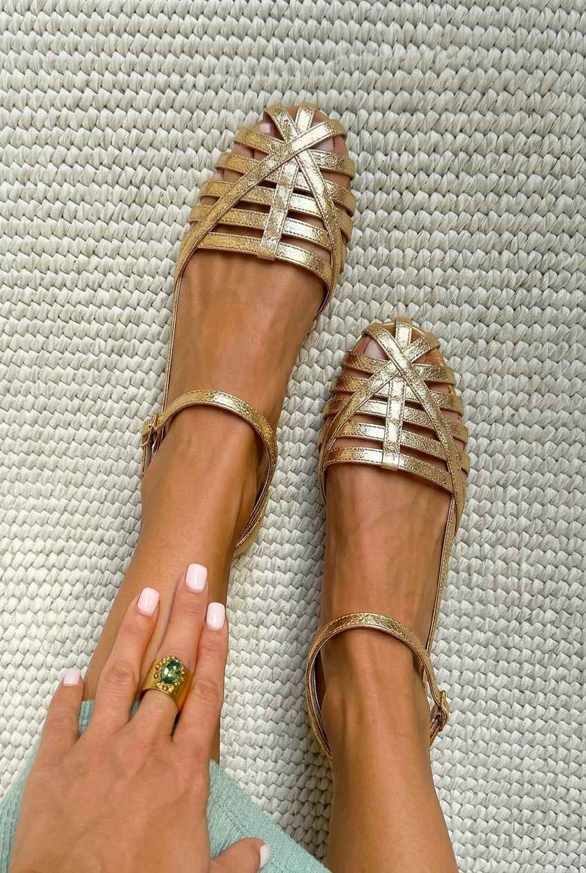 Caged Closed Toe Ankle Strap Flat Sandals [Pre Order]
