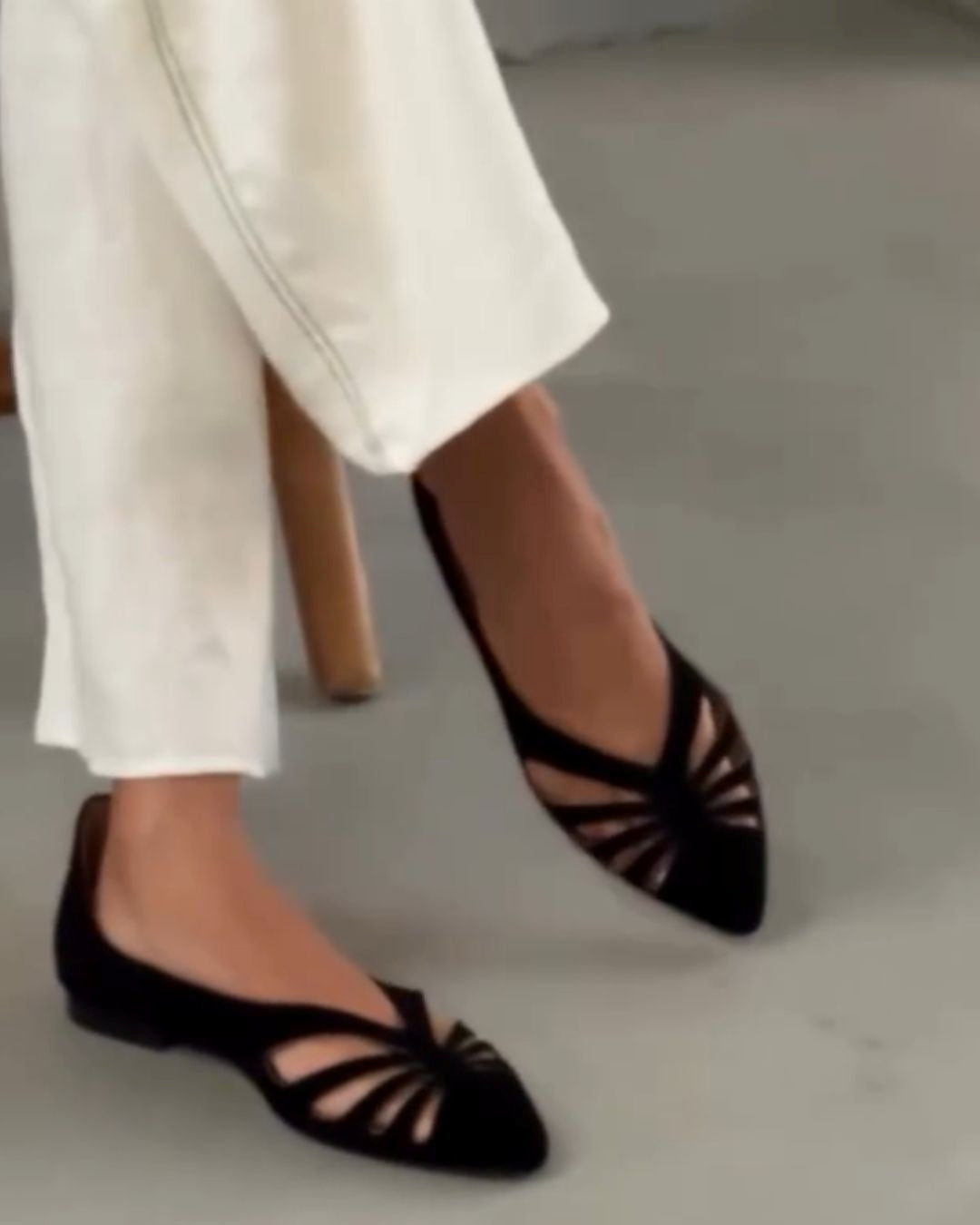 Einfarbige Cutout-Spitz zulaufende Minimalistische Ballerinas [Vorbestellung]