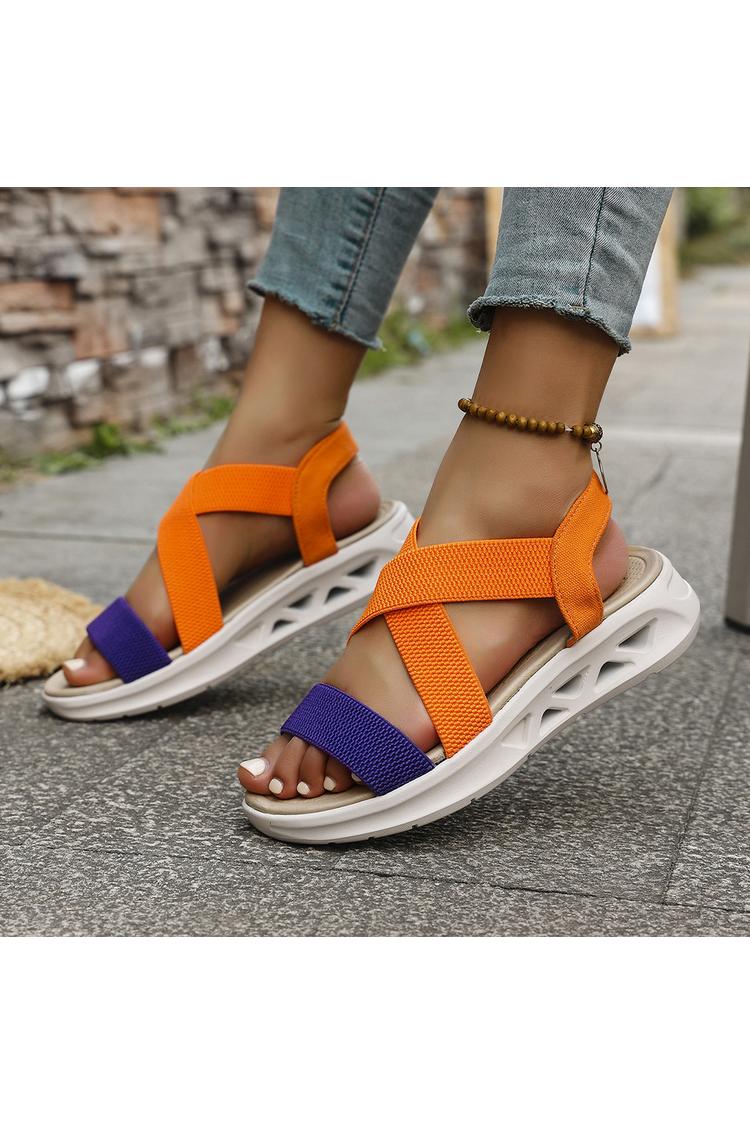 Sandali casual traspiranti con punta tonda e cinturino incrociato multicolore 