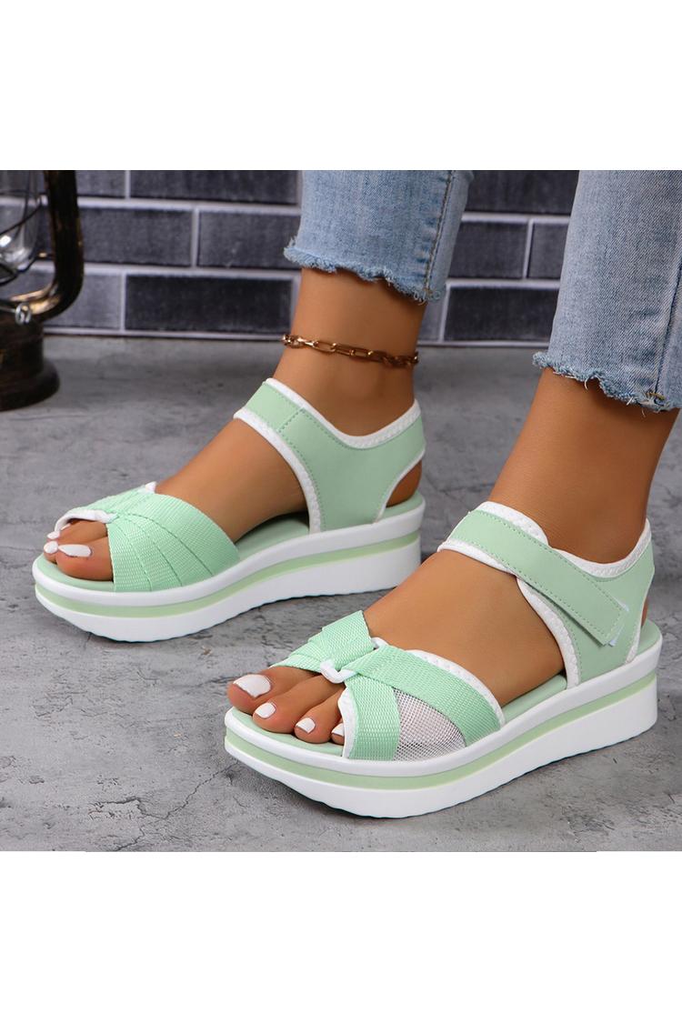 Sandali casual con plateau e punta tonda con patchwork colorblock