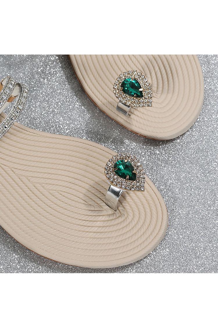 Infradito con strass, sandali casual con cinturino alla caviglia scintillante