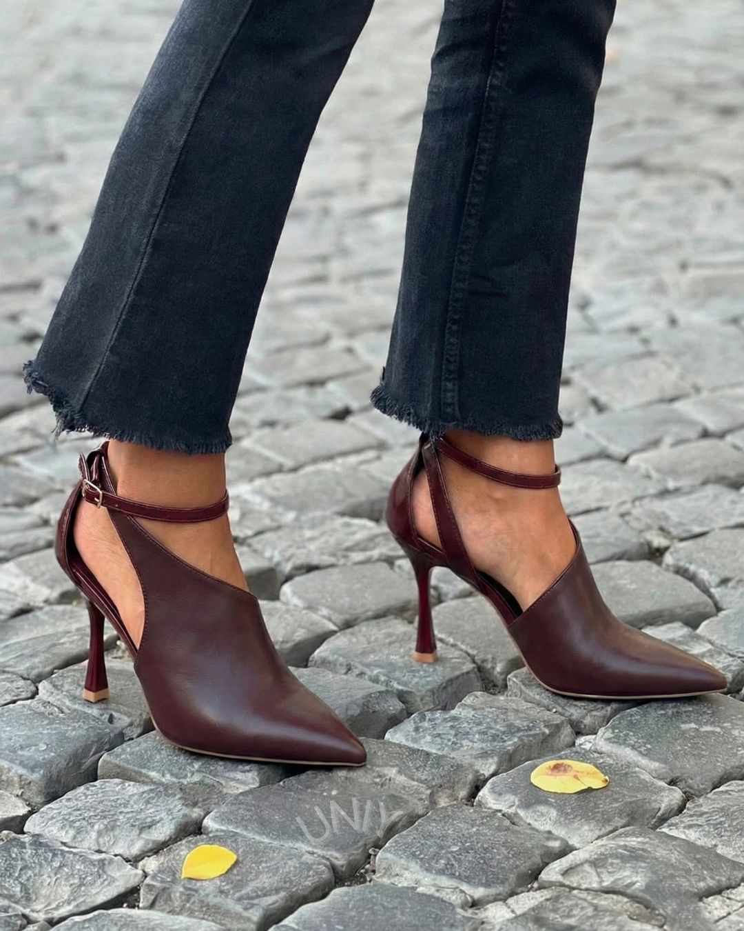 Chic Dark Brown Pointed Toe Asymmetric Cutout High Heels [Pre Order]