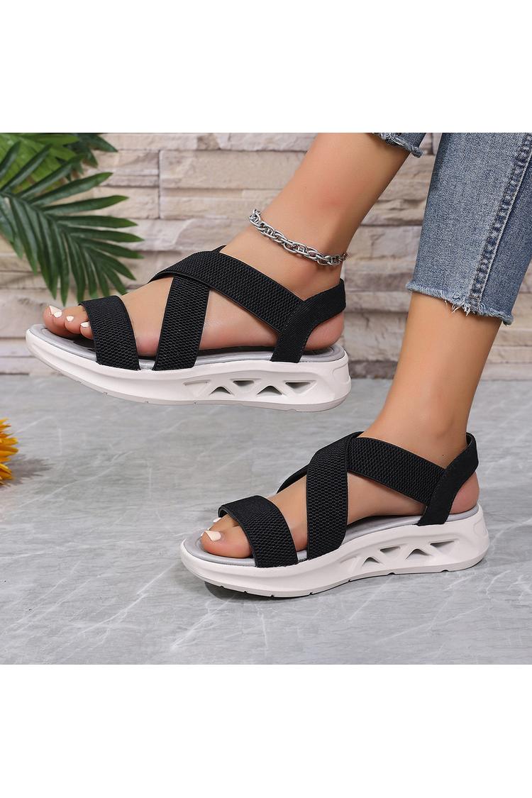 Sandali casual traspiranti con punta tonda e cinturino incrociato multicolore 