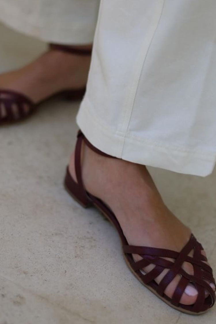 Vintage gewebte runde Zehen-Cutout Slingback Römer-Sandalen [Vorbestellung]