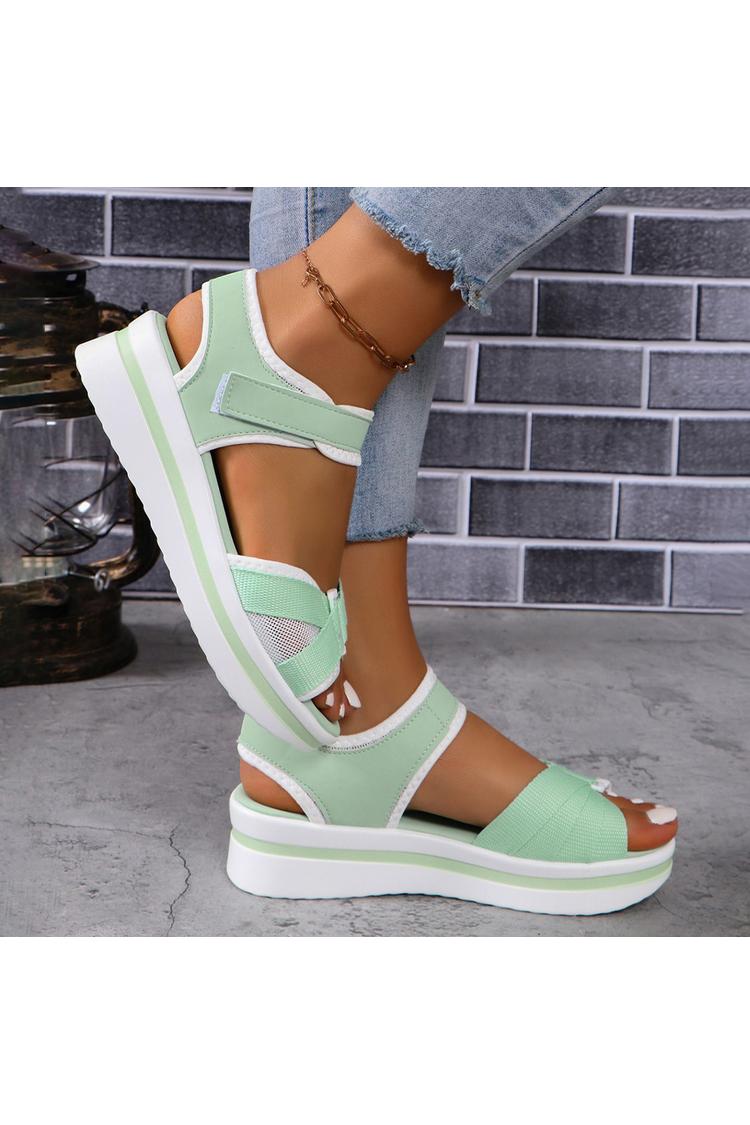 Sandali casual con plateau e punta tonda con patchwork colorblock