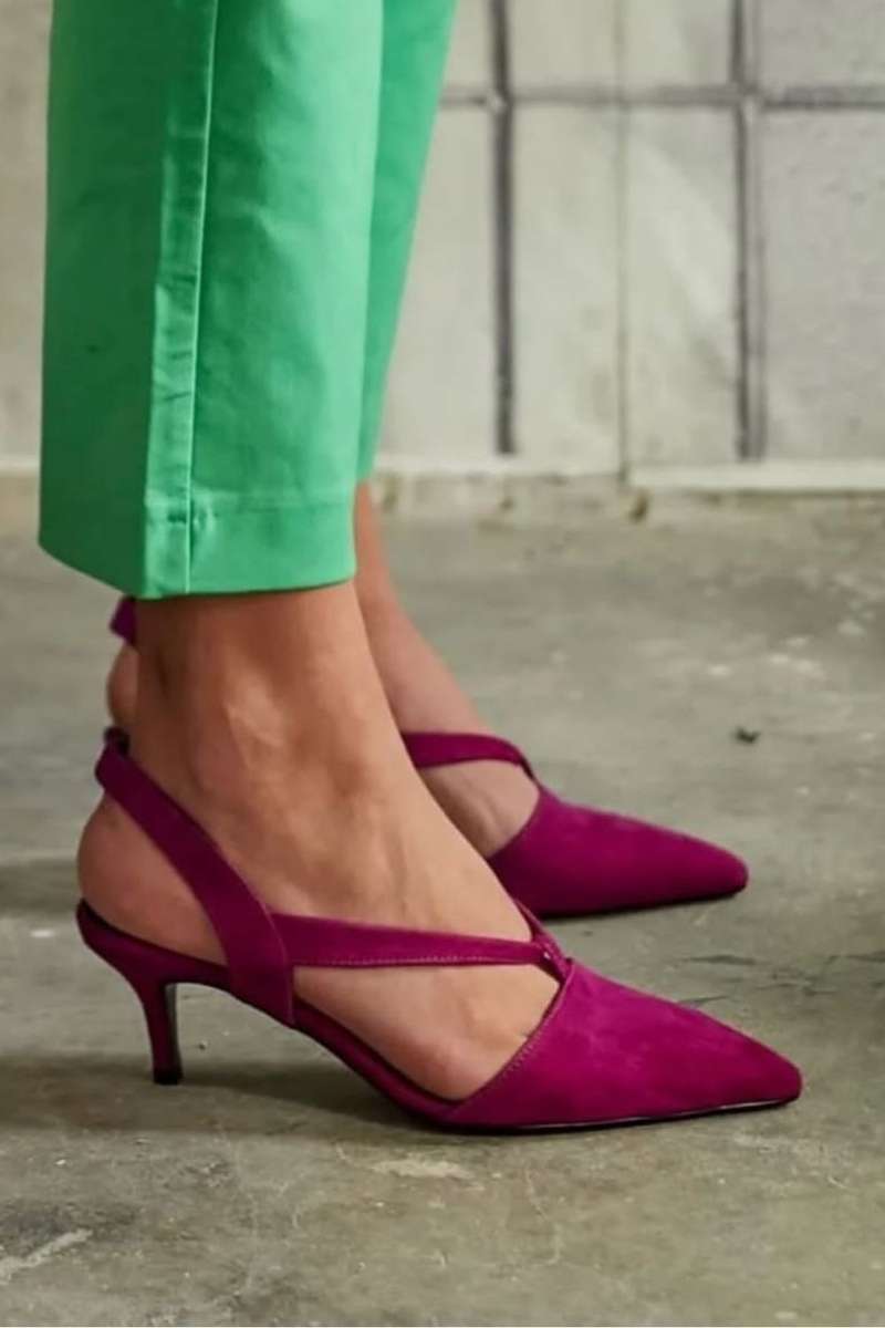 Suede Cross Strap Purple Pointy Heels [Pre Order]
