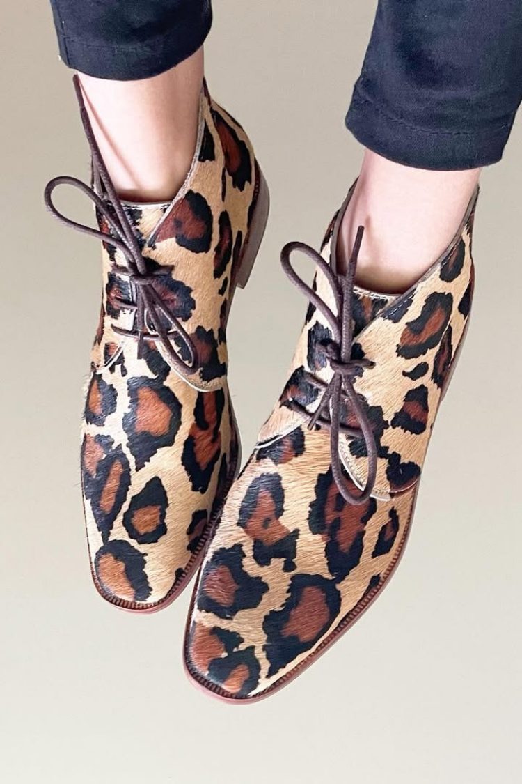 Leopardenmuster Wildleder Schnür-Oxford-Stiefeletten [Vorbestellung]