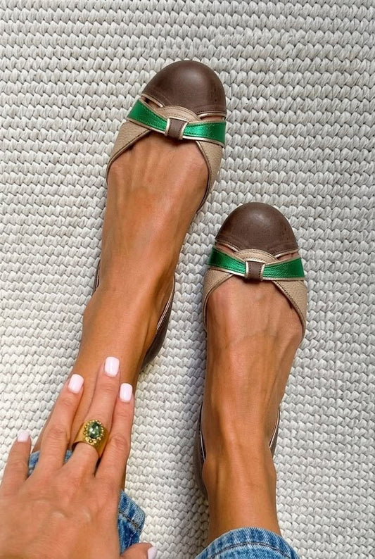 Knotted d'Orsay Round Cap Toe Flat Shoes [Pre Order]