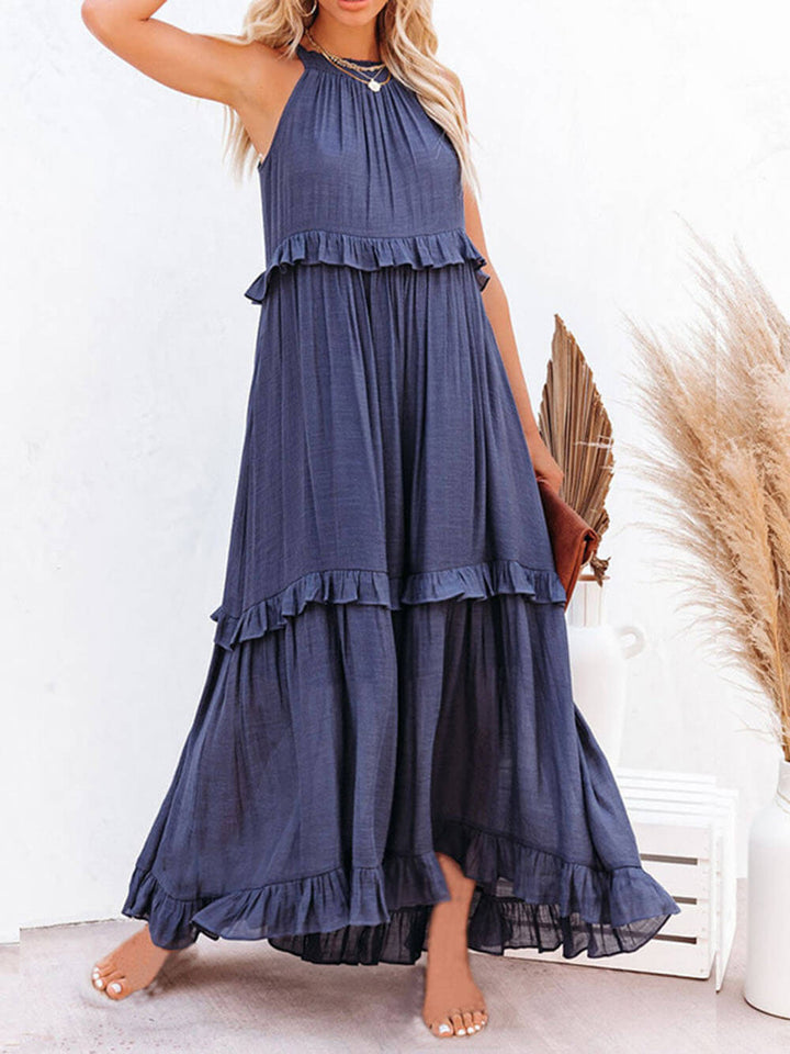 Irregular Cake Sleeveless Maxi Dress