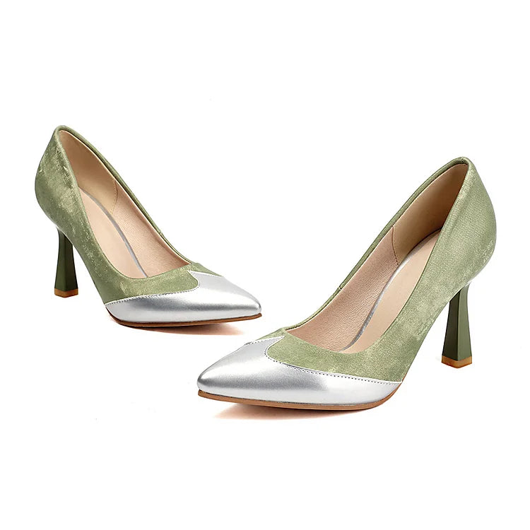 Patchwork Colorblock Pointed Toe Elegant Stiletto Heels