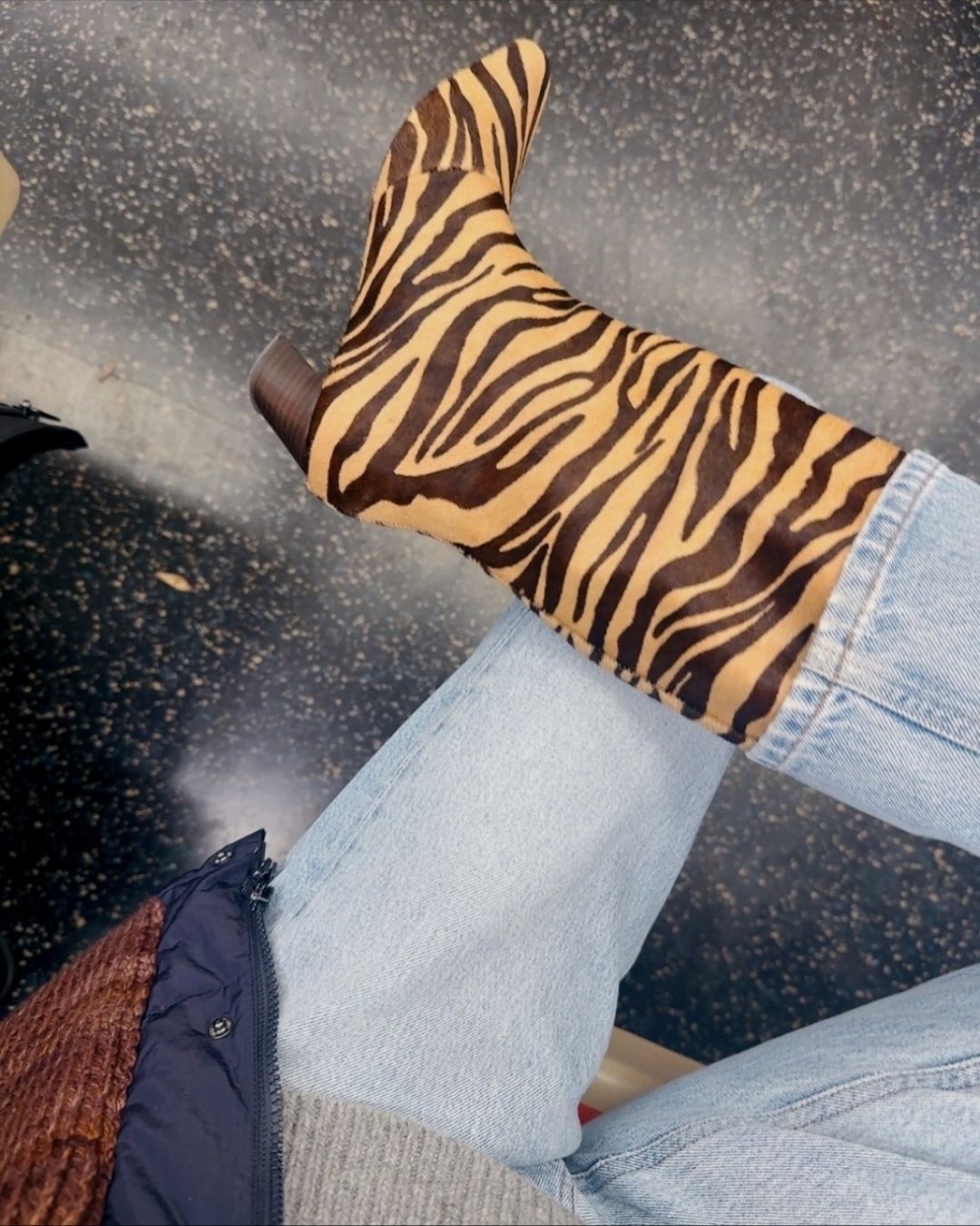 Ginger Zebra-Muster Stiefel mit klobigem Absatz bis zum Knie [Vorbestellung]