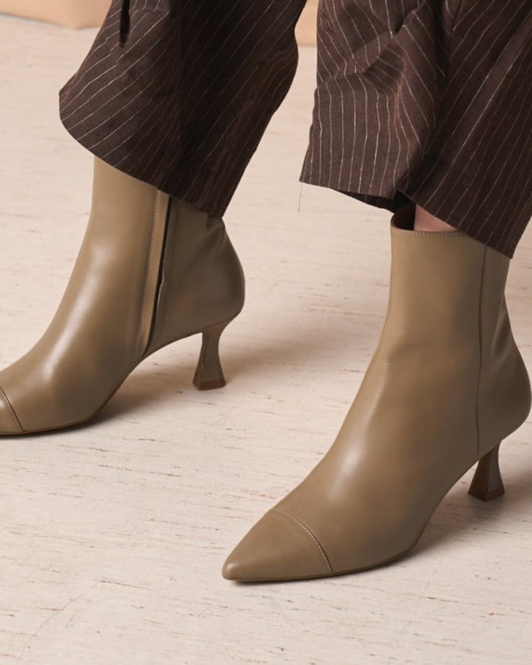 Elegante grüne spitze Stiefeletten mit mittelhohem Absatz [Vorbestellung]