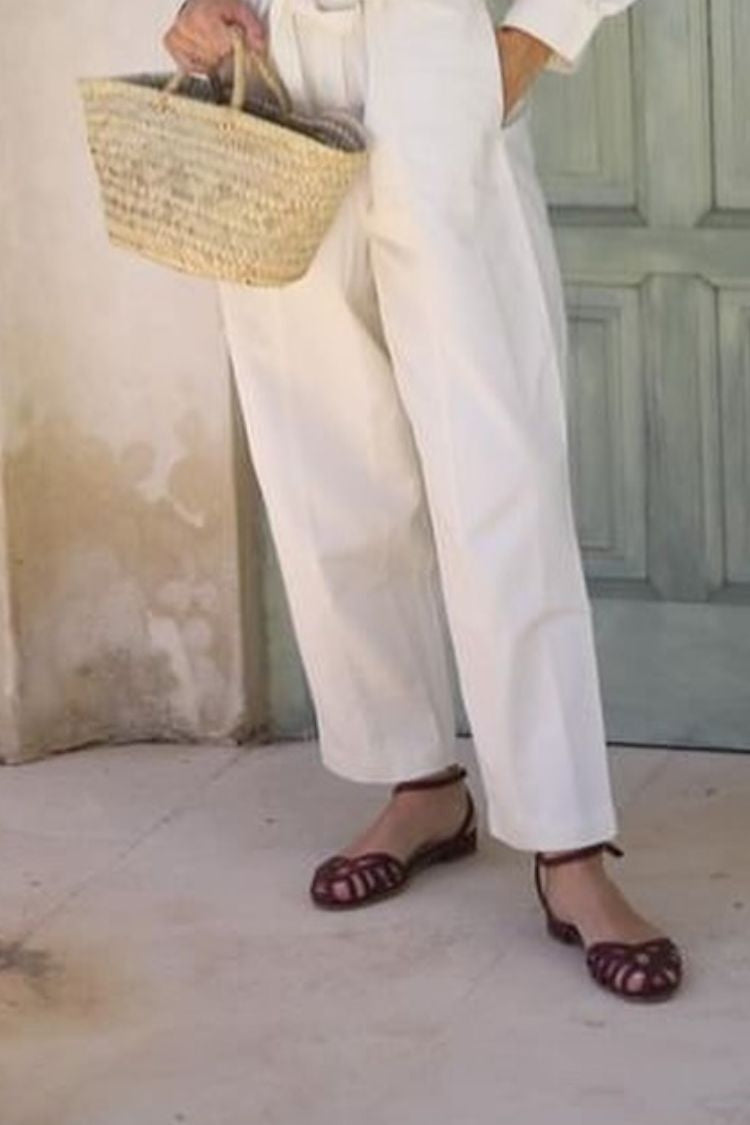 Vintage gewebte runde Zehen-Cutout Slingback Römer-Sandalen [Vorbestellung]