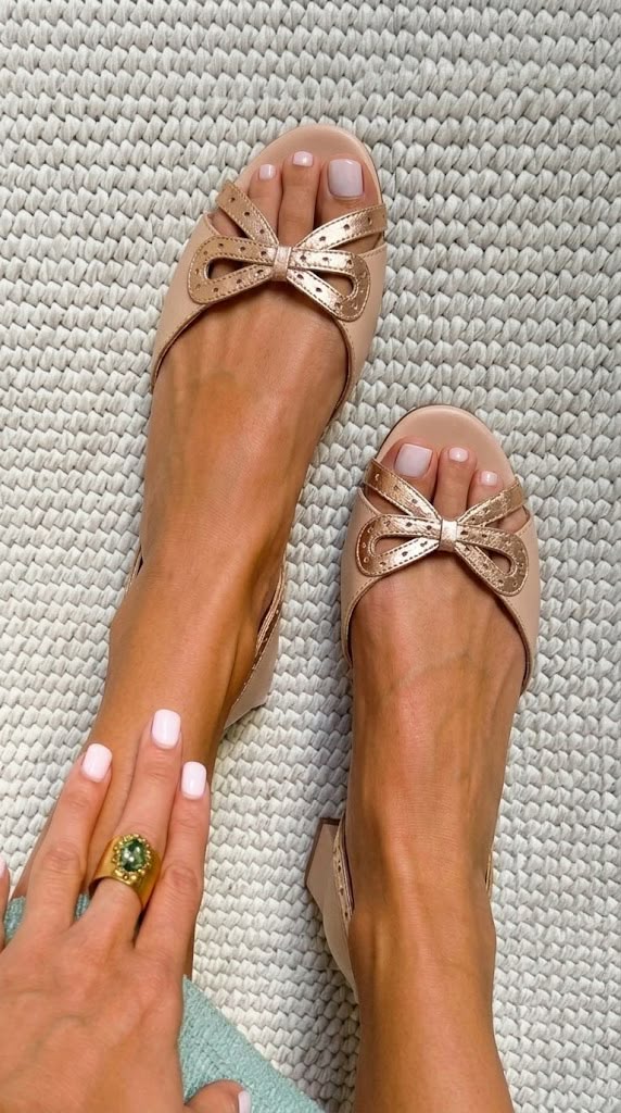 Metallic Bow Peep Toe Slingback Blush Block Heels [Pre Order]