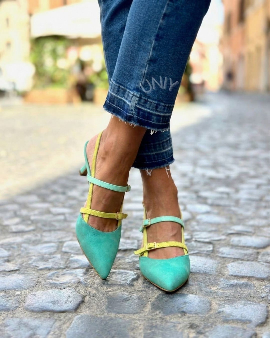 Chic Color Block Pointed Toe Strappy Slingback Kitten Heels [Pre Order]