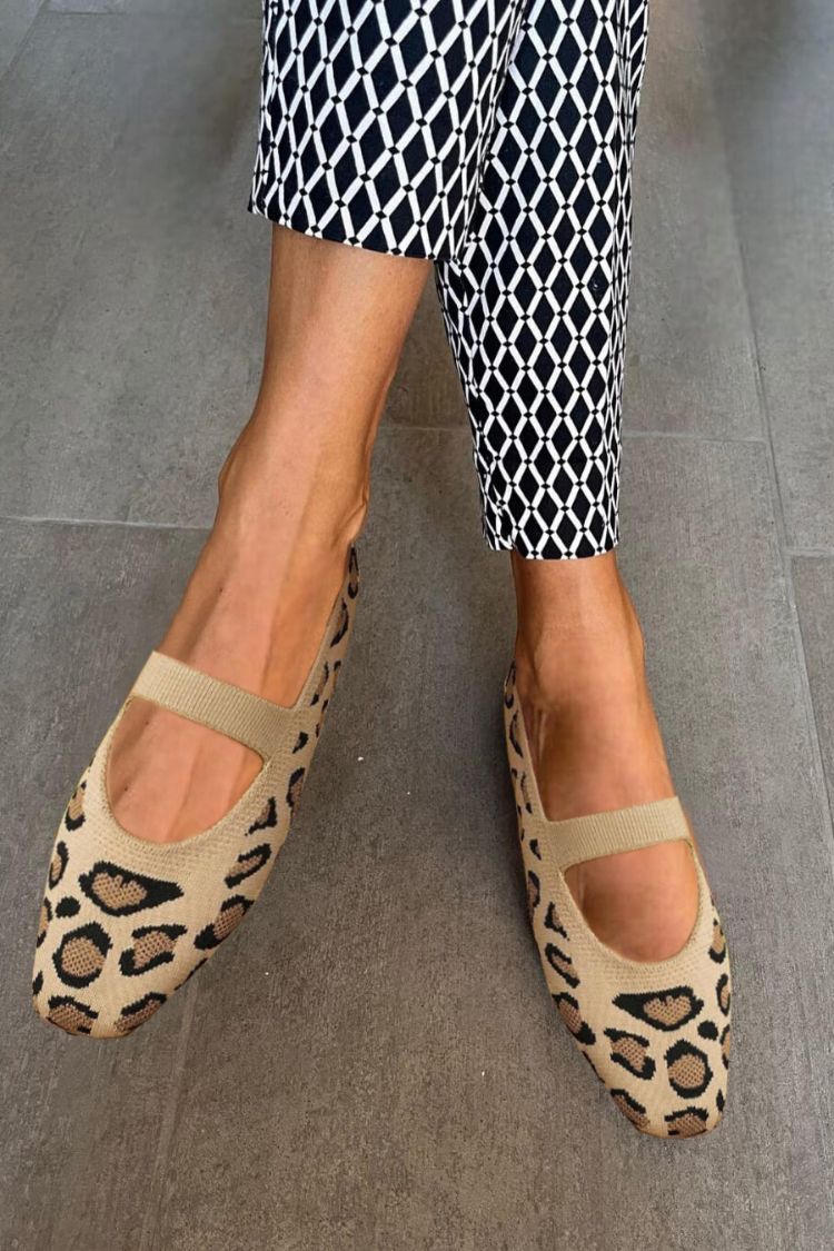 Colorblock Leopardenmuster Niedrig geschnittene Slip-On Retro Loafers [Vorbestellung]