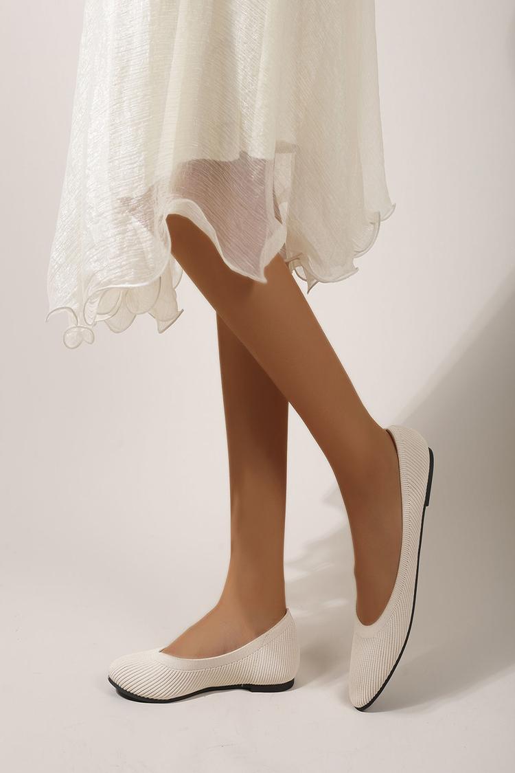 Leopard Pattern Round Toe Knitted Lightweight Flats