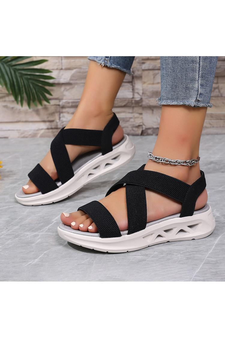 Sandali casual traspiranti con punta tonda e cinturino incrociato multicolore 