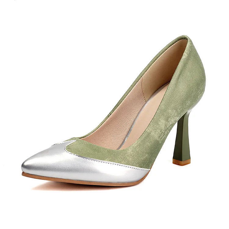 Patchwork Colorblock Pointed Toe Elegant Stiletto Heels