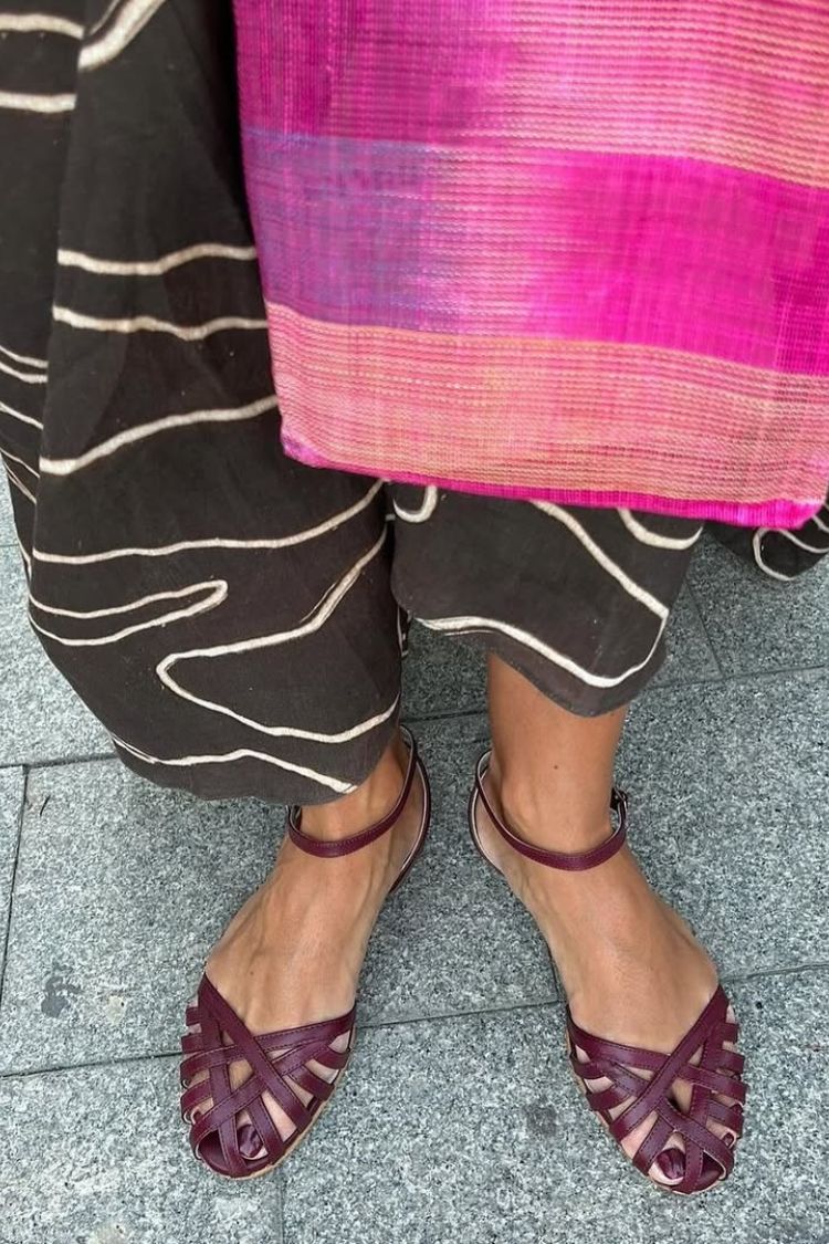 Vintage gewebte runde Zehen-Cutout Slingback Römer-Sandalen [Vorbestellung]