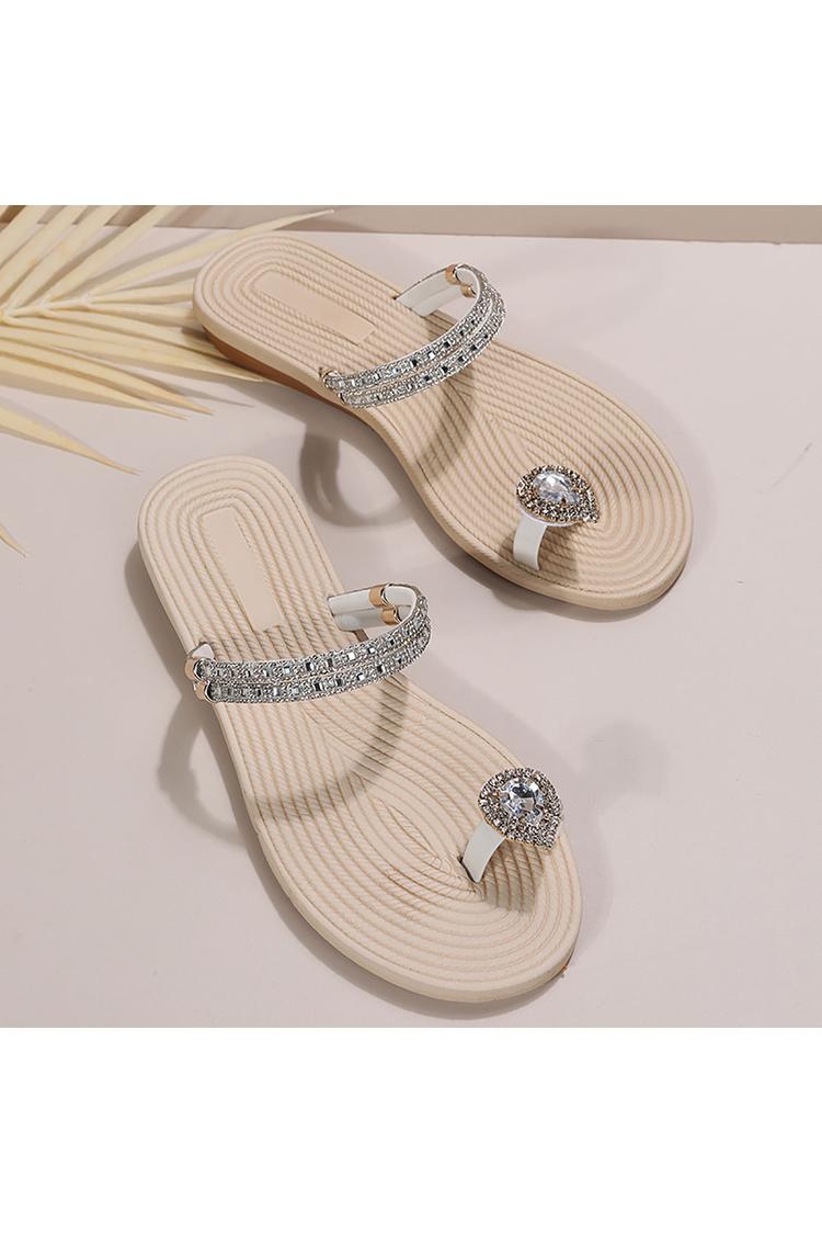 Infradito con strass, sandali casual con cinturino alla caviglia scintillante