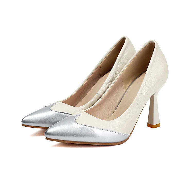 Patchwork Colorblock Pointed Toe Elegant Stiletto Heels