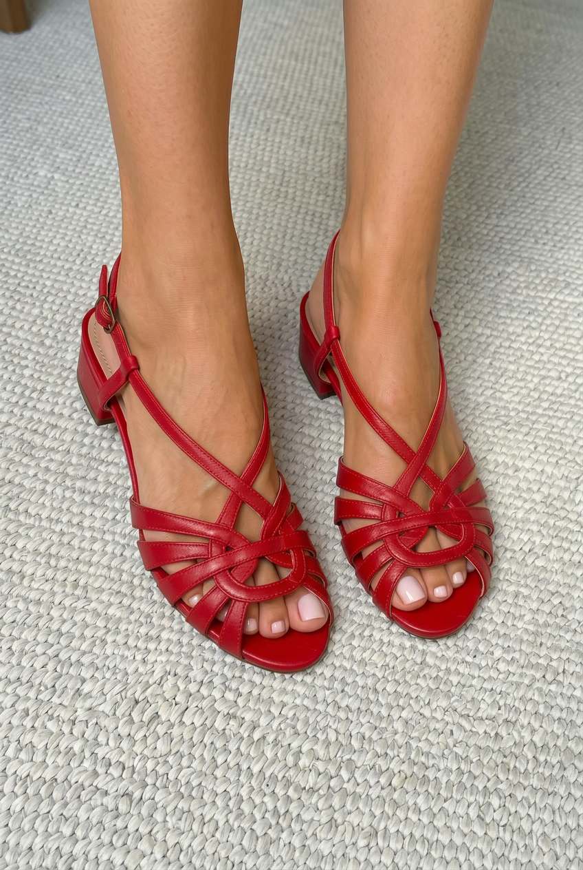 Strappy Crisscross Peep Toe Block Heel Sandals [Pre Order]