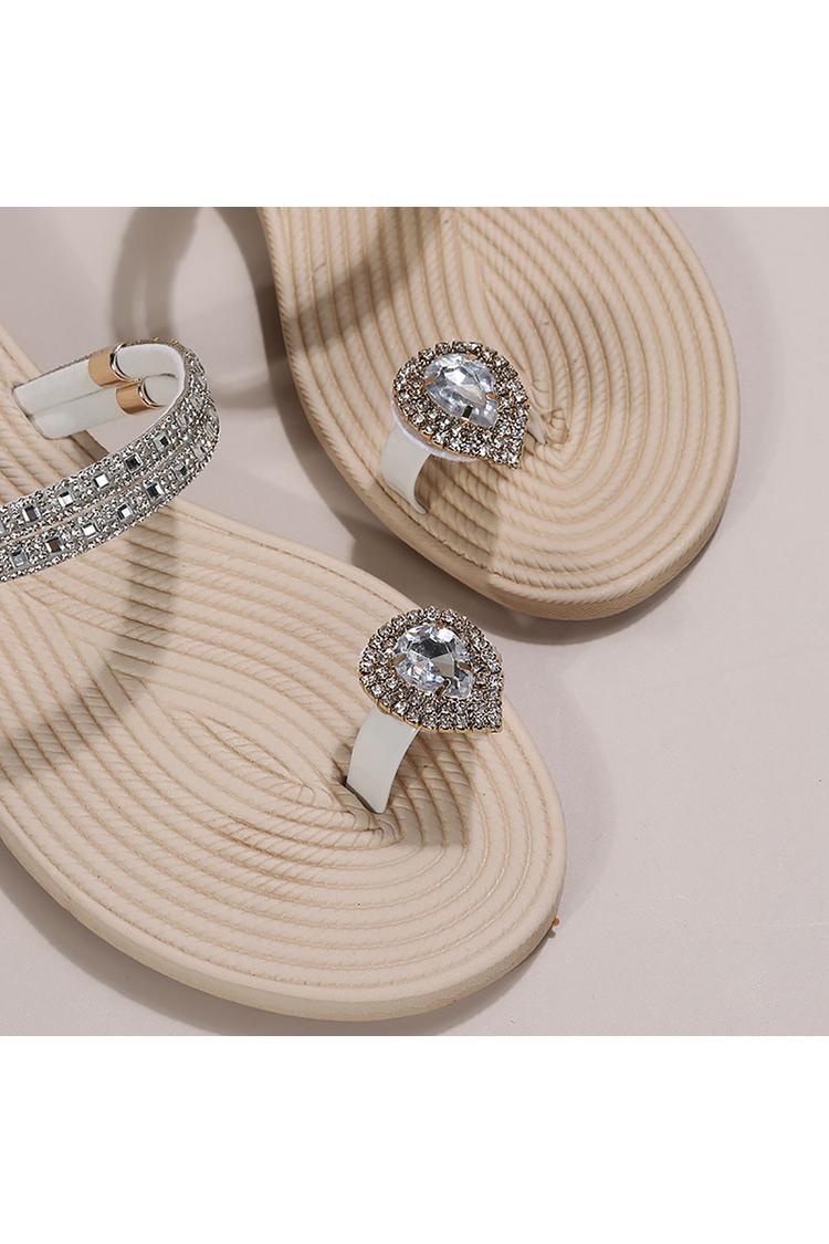 Infradito con strass, sandali casual con cinturino alla caviglia scintillante