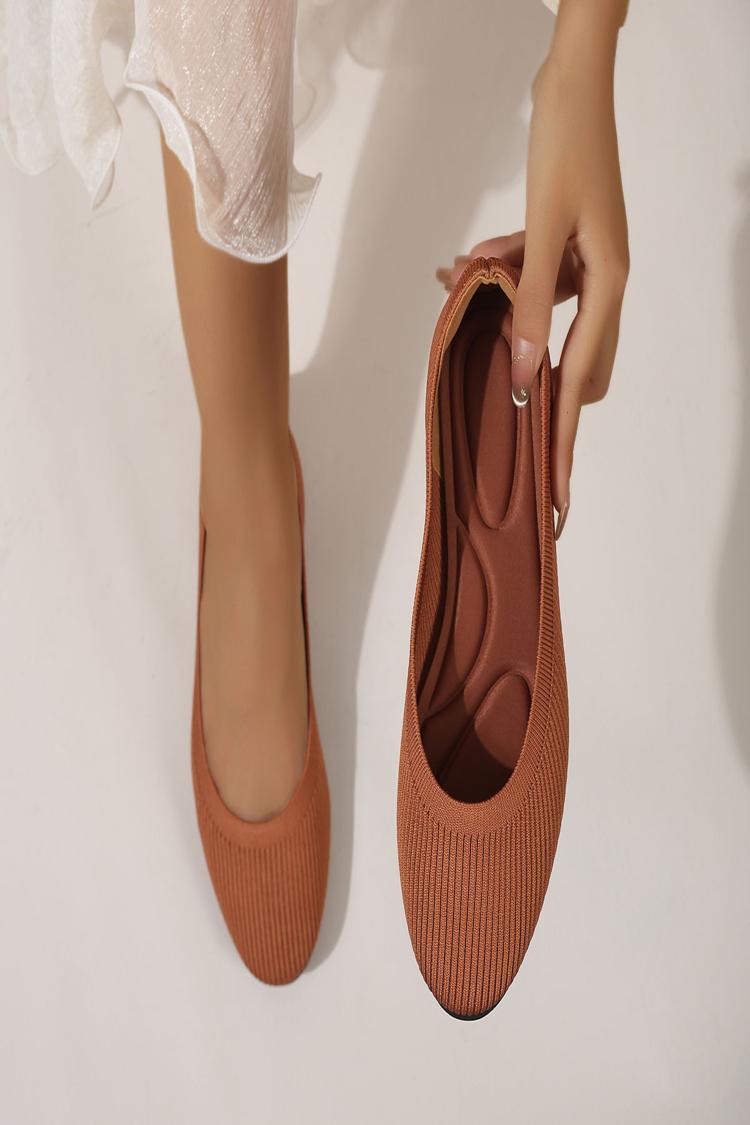 Leopard Pattern Round Toe Knitted Lightweight Flats