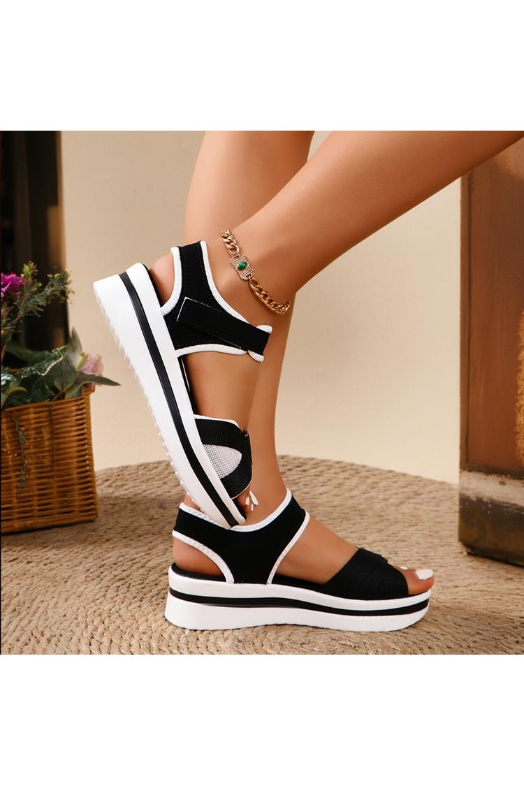 Sandali casual con plateau e punta tonda con patchwork colorblock