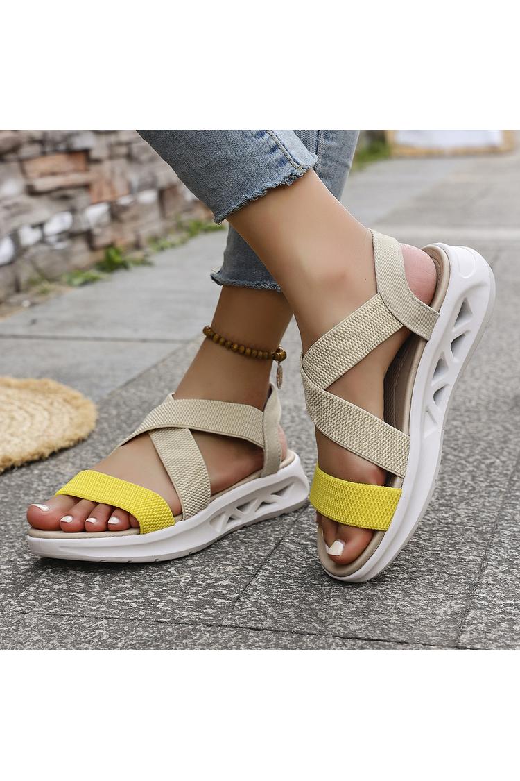 Sandali casual traspiranti con punta tonda e cinturino incrociato multicolore 