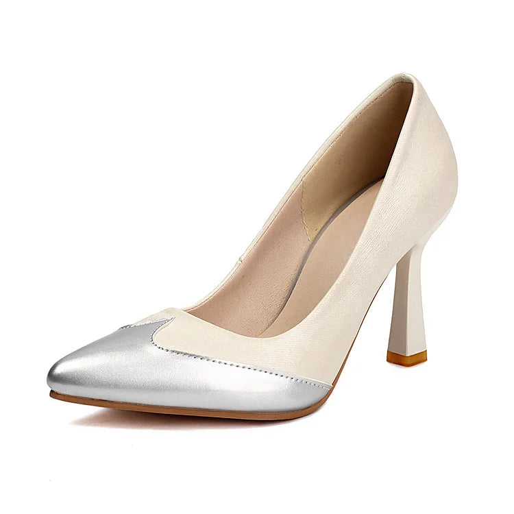 Patchwork Colorblock Pointed Toe Elegant Stiletto Heels