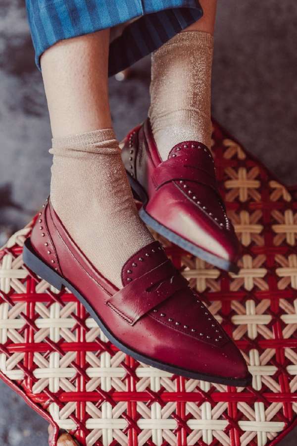 Wildleder Nieten Spitz zulaufende Loafers [Vorbestellung]