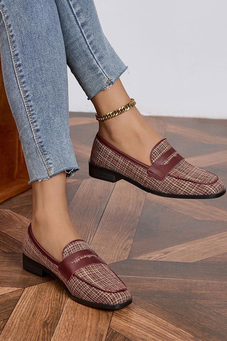 Patchwork Freizeit Outdoor Quadratische Zehen Slipper Loafer