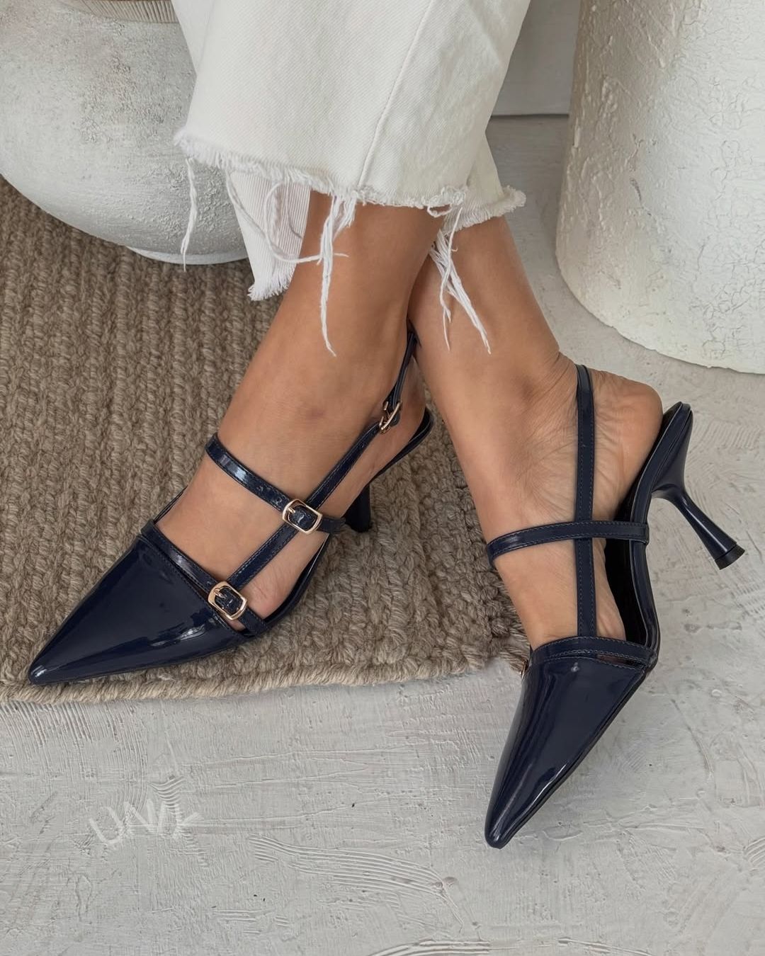 Solid Color Patent Leather Multi Strap Slingback Stiletto Heels [Pre Order]