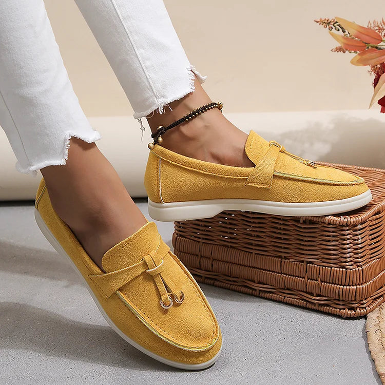 Casual Solid Color Knotted Seam Low-Top Loafers