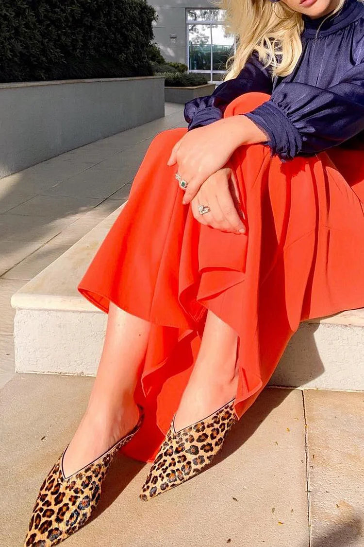 Mules casual slip on con punta a punta e motivo leopardato [Pre-ordine] 