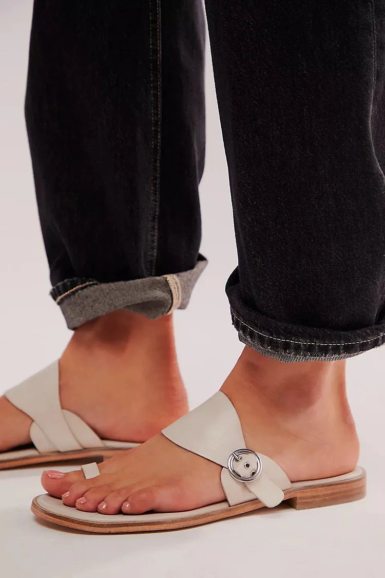 Pantofole casual beige con fibbia in tinta unita [Pre-ordine]