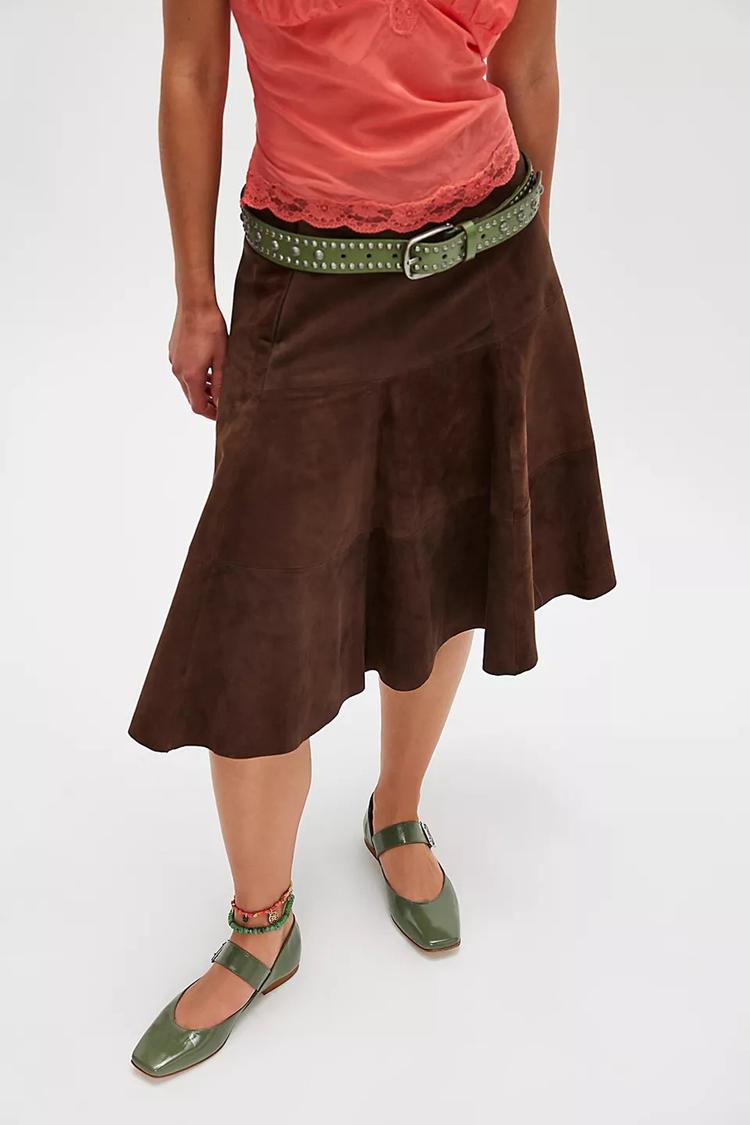 Solid Color Square Toe Instep Strap Buckle Army Green Flats [Pre Order]