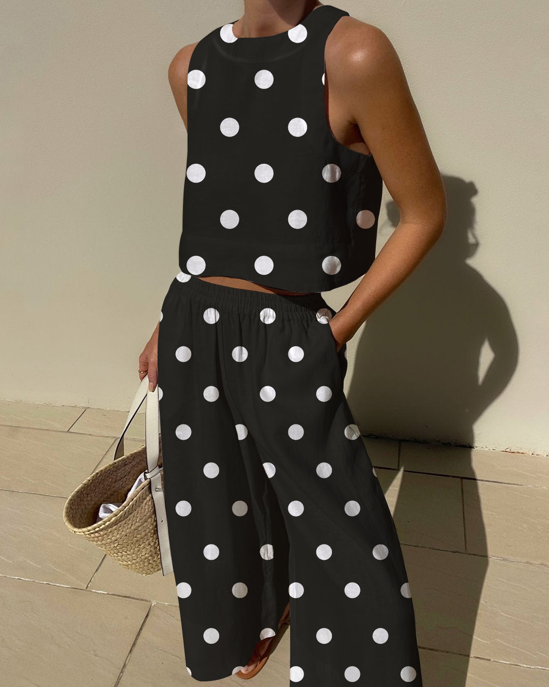 Vintage Polka Dots Prints Two-pieces Set