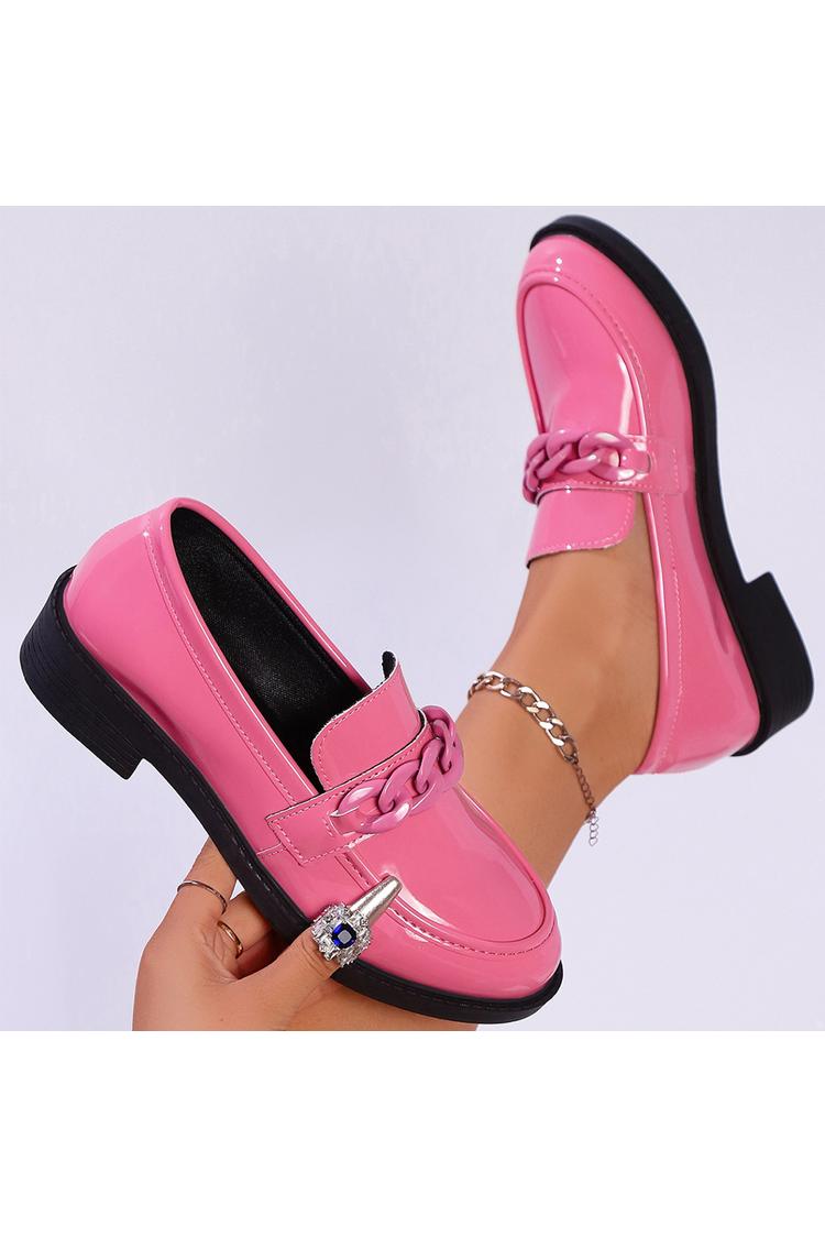 Metallkette Dekor Einfarbig Patchwork Rundspitze Freizeit Loafer