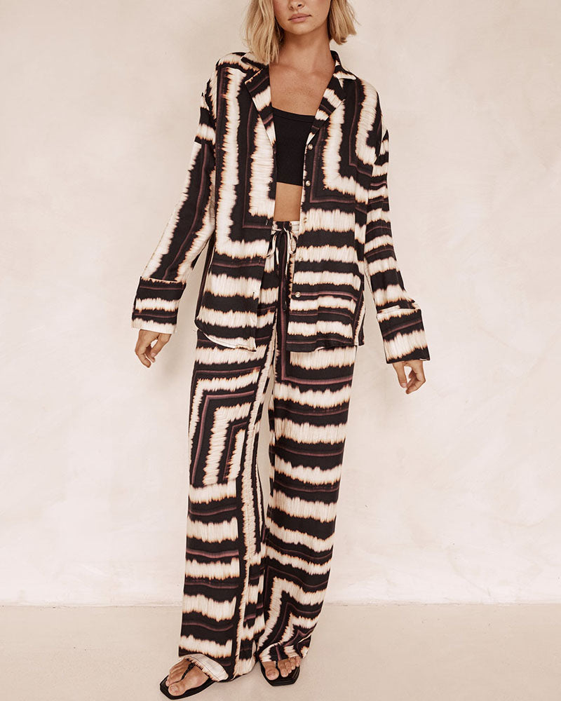 Irregular printed casual two-piece set