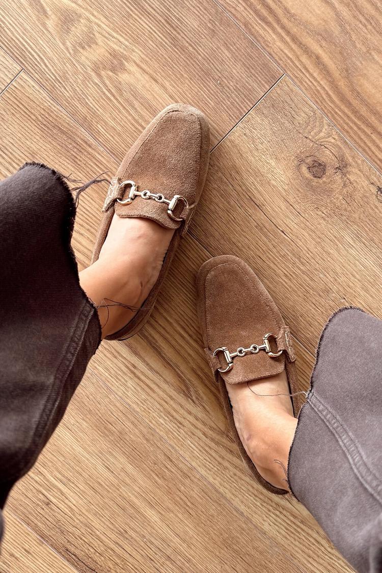 Metallschnalle Dekor Schlichte Runde Zehen Braune Loafers [Vorbestellung]