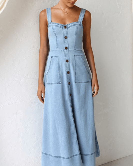 Vestido Maxi de Denim Azul
