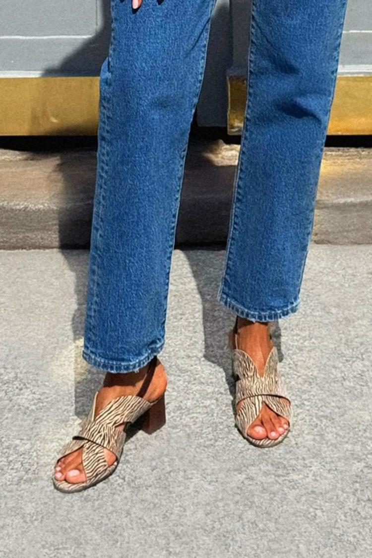 Zebra Print Cutout Peep Toe Slingback Chunky Heels [Pre Order]