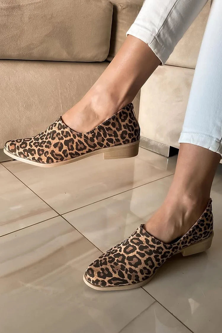 Casual All Over Leopard Print Slip On Brown Loafers [Pre Order]