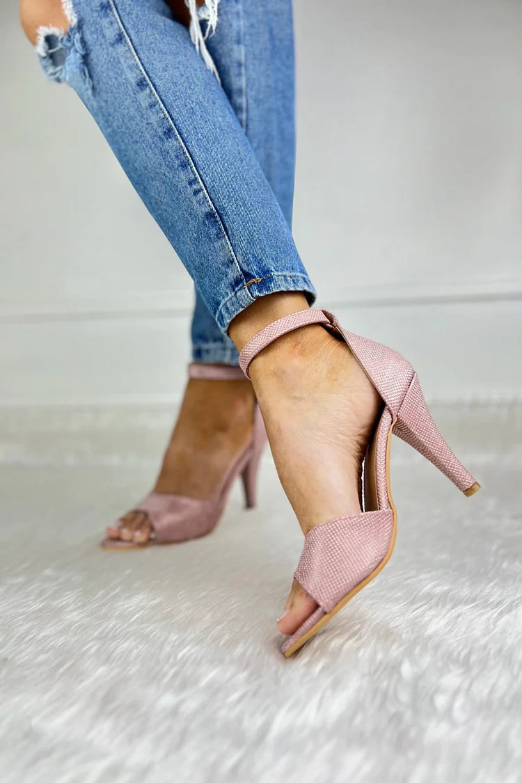 Tacco a spillo rosa con cinturino alla caviglia e fibbia [Pre-ordine]