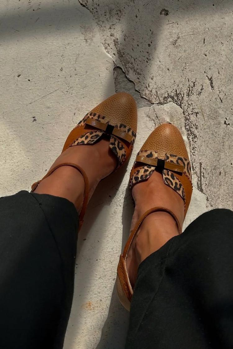 Scarpe con tacco a spillo marroni con cinturino alla caviglia e stampa leopardata [Pre-ordine] 