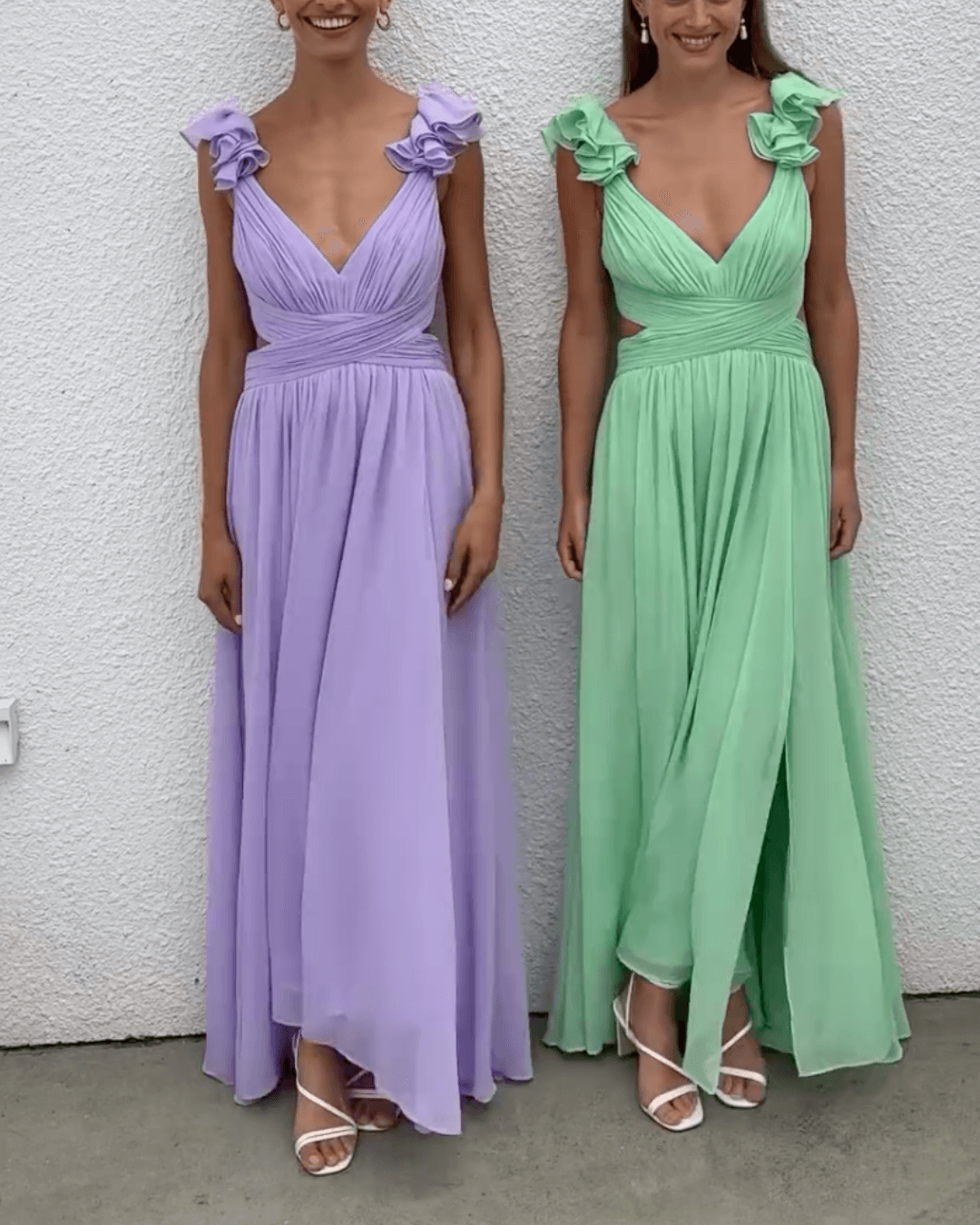 Ruffle Shoulder Maxi Dress