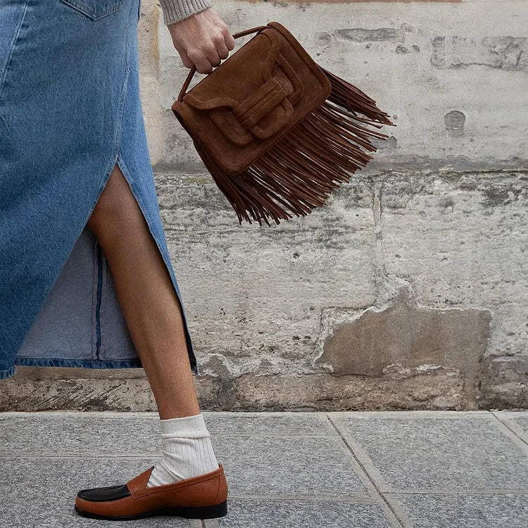 Mocassini bassi slip-on marroni opachi in tinta [Pre-ordine]